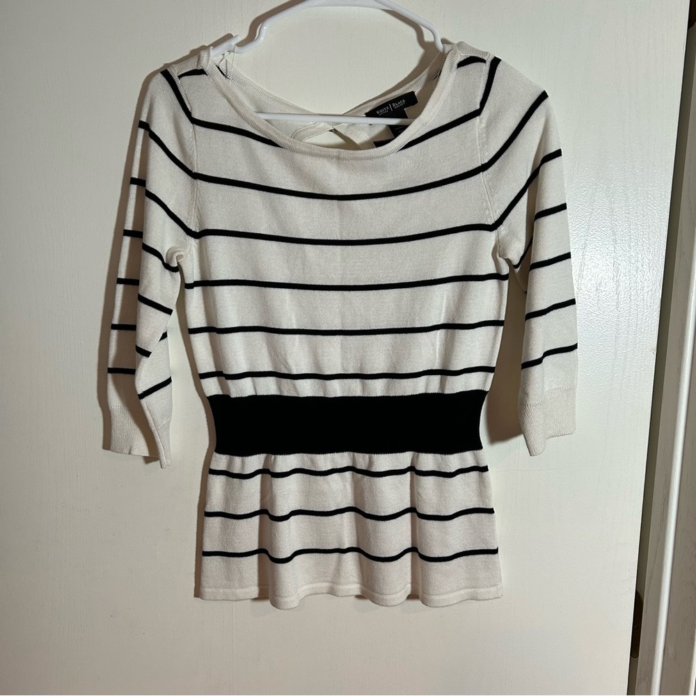 White House Black Market striped peplum sweater‎ top XS